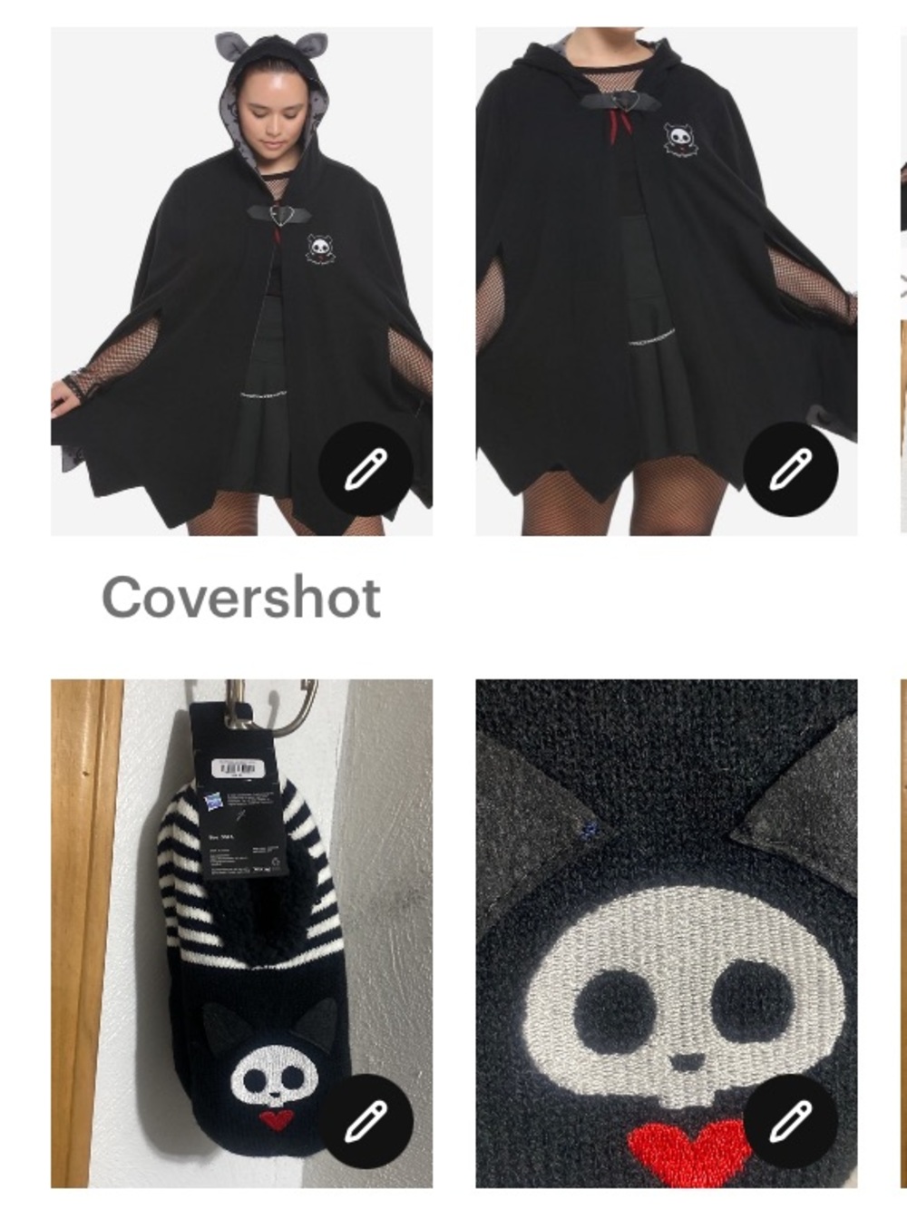 3P Skelanimals❤️🖤SET Cape+slippers sz8-10